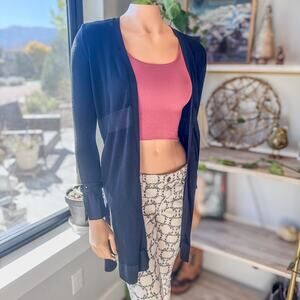 White House Black Market Classic Black Cardigan w/ Mesh Waist Accent, Women's XS